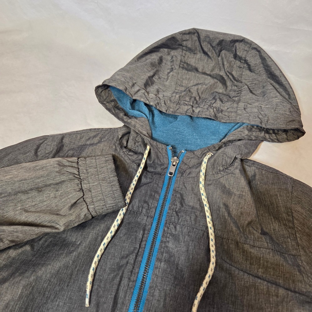 Zine‎ Women's Charcoal Heathered Lightweight Hooded Windbreaker Jacket XS - Picture 6 of 8